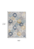 12' X 18' Blue and Yellow Floral Washable Non Skid Area Rug - Homeroots - Flyclothing LLC