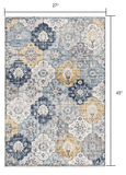 2' X 4' Blue and Yellow Floral Area Rug - Homeroots - Flyclothing LLC