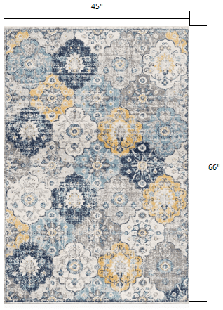 4' X 6' Blue and Yellow Floral Area Rug - Homeroots - Flyclothing LLC