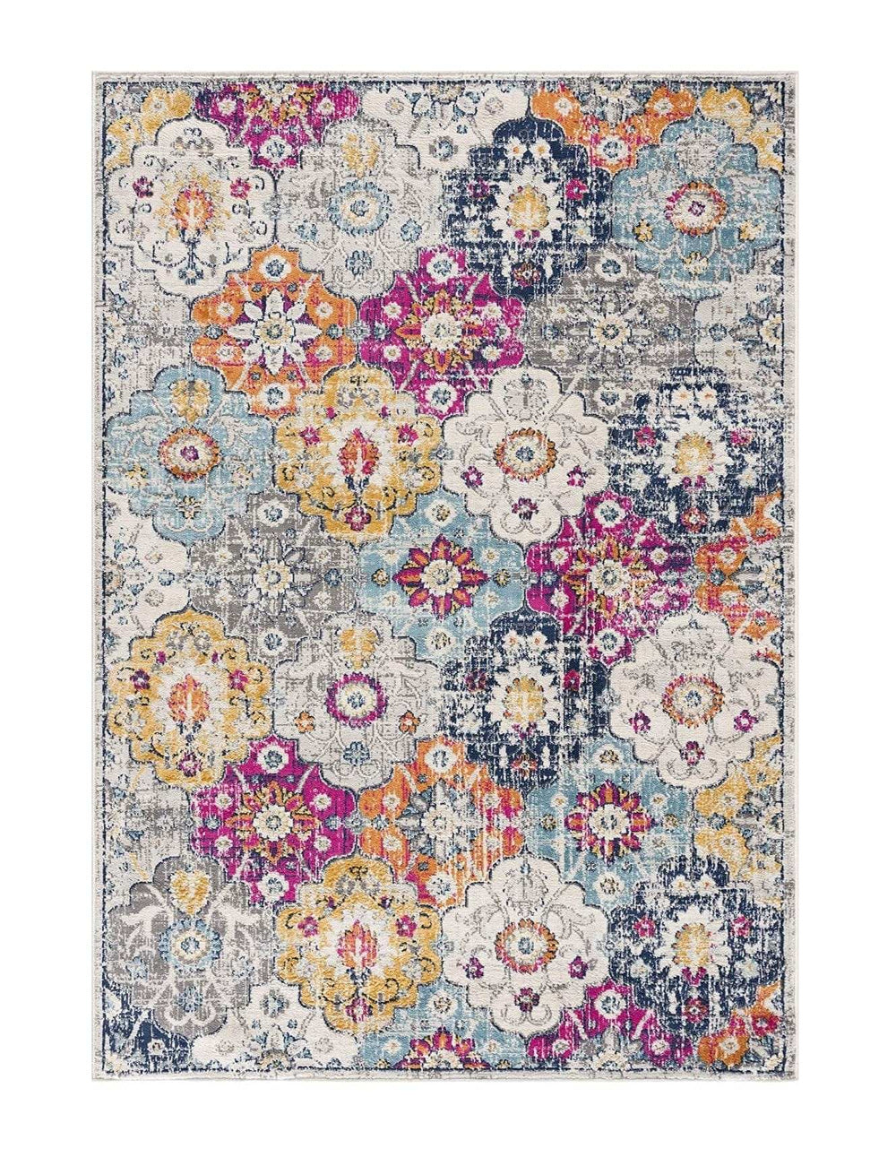 10' Runner Blue and Ivory Floral Runner Rug - Homeroots - Flyclothing LLC