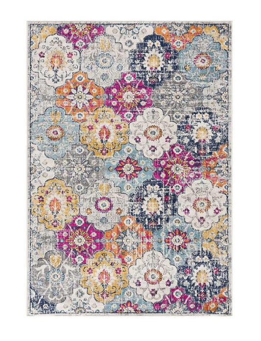 20' Runner Blue and Ivory Floral Runner Rug - Homeroots - Flyclothing LLC