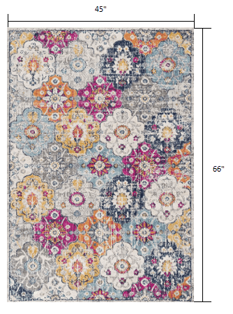 4' X 6' Blue and Ivory Floral Area Rug - Homeroots - Flyclothing LLC