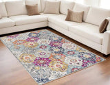 5' X 7' Blue and Ivory Floral Area Rug - Homeroots - Flyclothing LLC