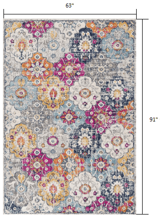 5' X 7' Blue and Ivory Floral Area Rug - Homeroots - Flyclothing LLC
