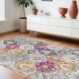 6' X 9' Blue and Ivory Floral Area Rug - Homeroots - Flyclothing LLC