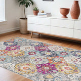 8' X 10' Blue and Ivory Floral Area Rug - Homeroots - Flyclothing LLC