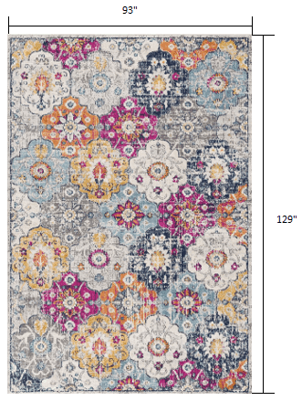 8' X 10' Blue and Ivory Floral Area Rug - Homeroots - Flyclothing LLC