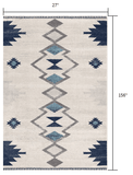 13' Runner Blue and Ivory Southwestern Runner Rug - Homeroots - Flyclothing LLC