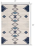 2' X 4' Blue and Ivory Southwestern Area Rug - Homeroots - Flyclothing LLC