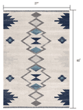 2' X 5' Blue and Ivory Southwestern Area Rug - Homeroots - Flyclothing LLC