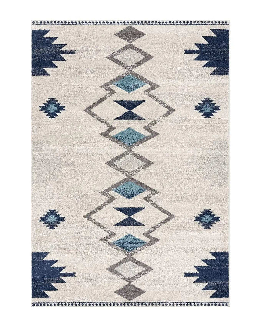 2' X 5' Blue and Ivory Southwestern Area Rug - Homeroots - Flyclothing LLC