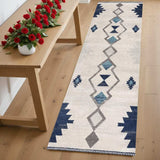 6' Runner Blue and Ivory Southwestern Area Rug - Homeroots - Flyclothing LLC