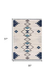 3' X 5' Blue and Ivory Southwestern Area Rug - Homeroots - Flyclothing LLC