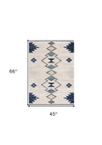 4' X 6' Blue and Ivory Southwestern Area Rug - Homeroots - Flyclothing LLC