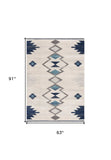 5' X 7' Blue and Ivory Southwestern Area Rug - Homeroots - Flyclothing LLC