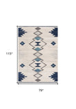 6' X 9' Blue and Ivory Southwestern Area Rug - Homeroots - Flyclothing LLC