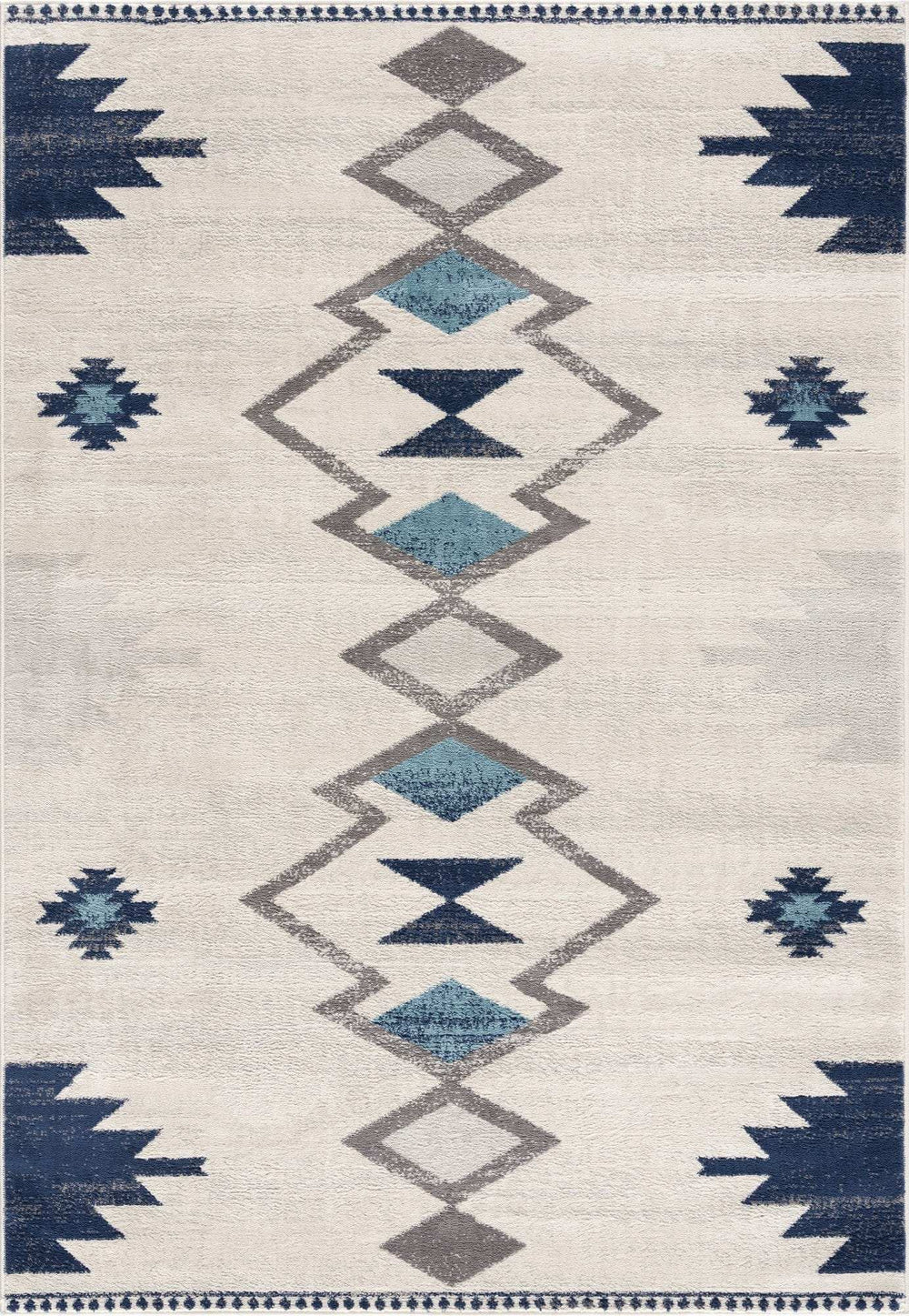 6' X 9' Blue and Ivory Southwestern Area Rug - Homeroots - Flyclothing LLC