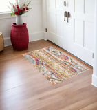 2' X 4' Gold and Ivory Southwestern Area Rug - Homeroots - Flyclothing LLC