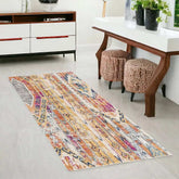 8' Runner Gold and Ivory Southwestern Runner Rug - Homeroots - Flyclothing LLC