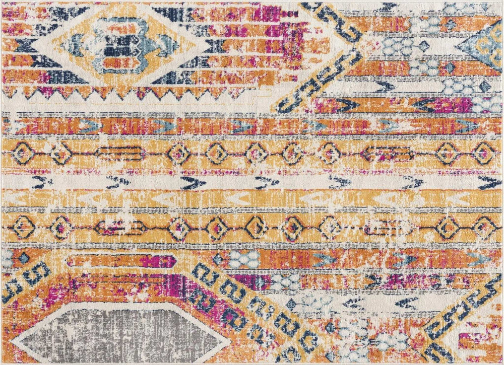 8' X 10' Gold and Ivory Southwestern Area Rug - Homeroots - Flyclothing LLC