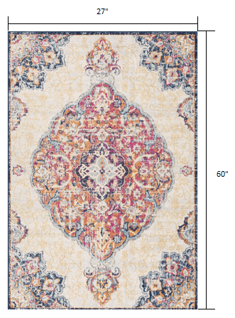 2' X 5' Blue and Beige Medallion Area Rug - Homeroots - Flyclothing LLC