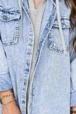 Distressed Button Up Long Sleeve Denim Jacket - Trendsi - Flyclothing LLC