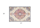 3' X 5' Blue and Beige Medallion Area Rug - Homeroots - Flyclothing LLC