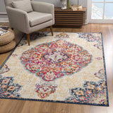6' X 9' Blue and Beige Medallion Area Rug - Homeroots - Flyclothing LLC