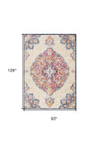 8' X 10' Blue and Beige Medallion Area Rug - Homeroots - Flyclothing LLC