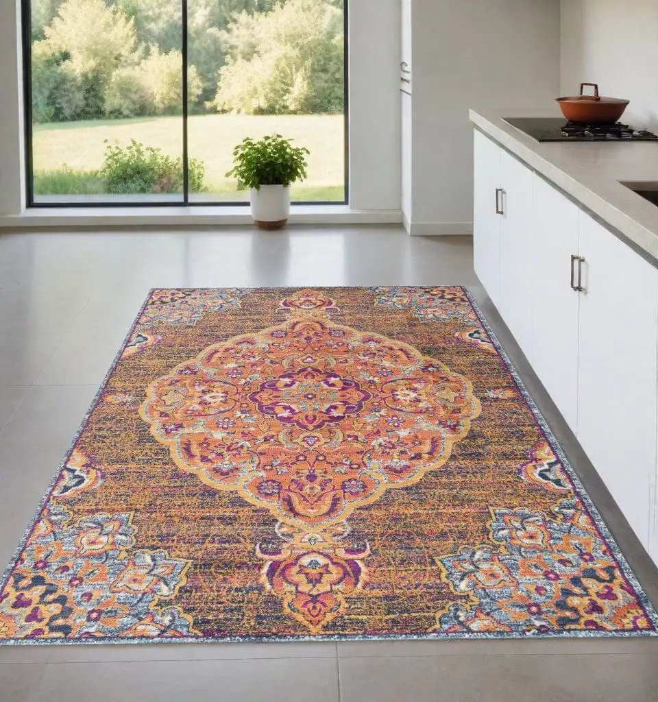4' X 6' Rustic Orange Medallion Area Rug - Homeroots - Flyclothing LLC