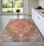 4' X 6' Rustic Orange Medallion Area Rug - Homeroots - Flyclothing LLC