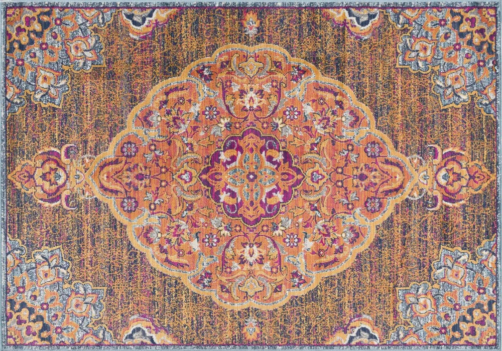 5' X 8' Rustic Orange Medallion Area Rug - Homeroots - Flyclothing LLC