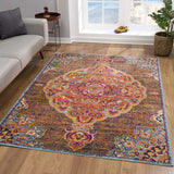 8' X 11' Rustic Orange Medallion Area Rug - Homeroots - Flyclothing LLC