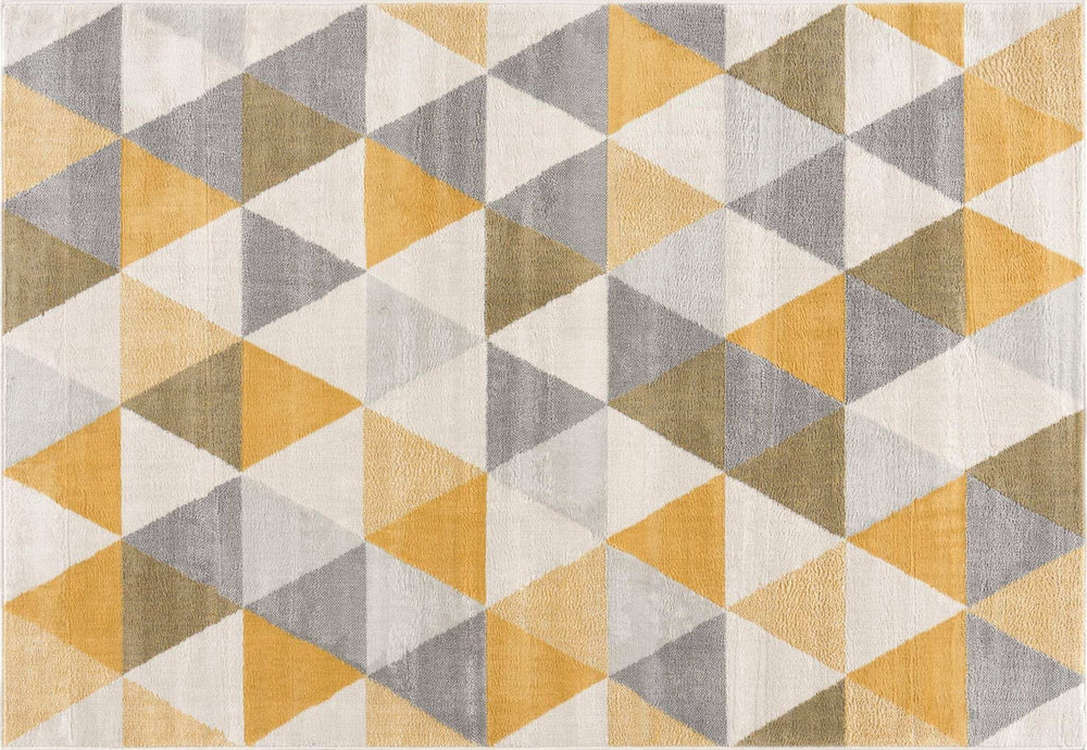 12' X 18' Yellow Geometric Washable Non Skid Area Rug - Homeroots - Flyclothing LLC
