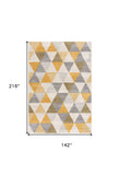 12' X 18' Yellow Geometric Washable Non Skid Area Rug - Homeroots - Flyclothing LLC