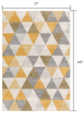 20' Runner Yellow and Ivory Geometric Runner Rug - Homeroots - Flyclothing LLC
