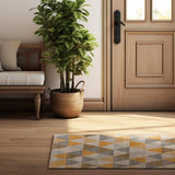 8' Runner Yellow and Ivory Geometric Runner Rug - Homeroots - Flyclothing LLC