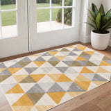 3' X 5' Yellow and Ivory Geometric Area Rug - Homeroots - Flyclothing LLC