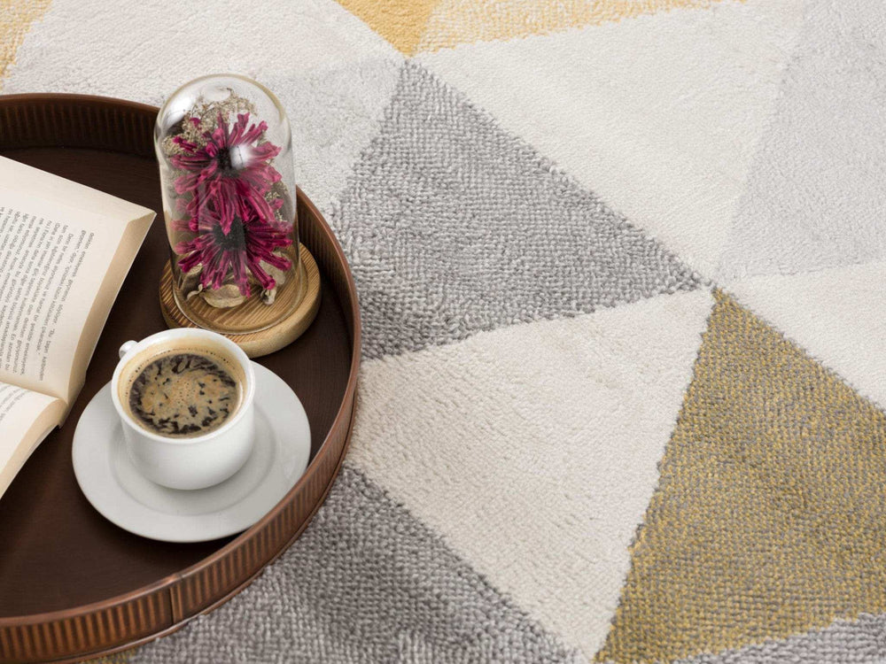 3' X 5' Yellow and Ivory Geometric Area Rug - Homeroots - Flyclothing LLC