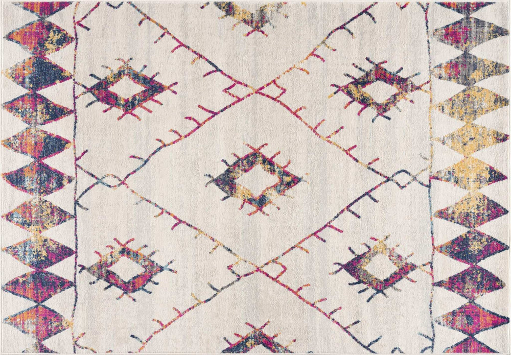 5' X 8' Cream Damask Area Rug - Homeroots - Flyclothing LLC