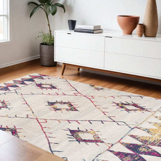 8' X 11' Cream Damask Area Rug - Homeroots - Flyclothing LLC