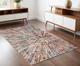 4' X 6' Cream Celestial Burst Abstract Area Rug - Homeroots - Flyclothing LLC
