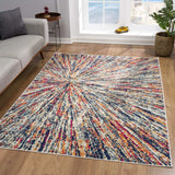 5' X 8' Cream Celestial Burst Abstract Area Rug - Homeroots - Flyclothing LLC