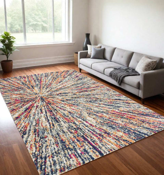 5' X 8' Cream Celestial Burst Abstract Area Rug - Homeroots - Flyclothing LLC
