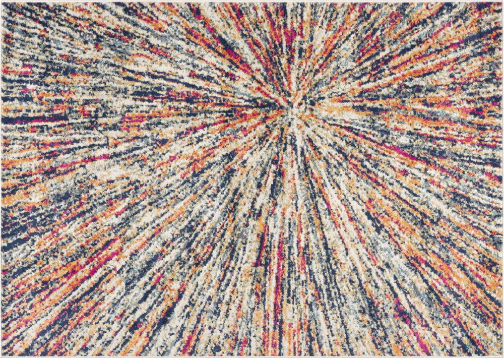 5' X 8' Cream Celestial Burst Abstract Area Rug - Homeroots - Flyclothing LLC