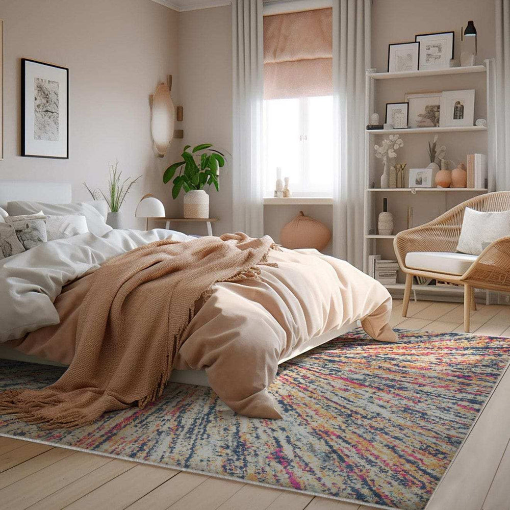 7' X 10' Cream Celestial Burst Abstract Area Rug - Homeroots - Flyclothing LLC