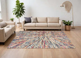 8' X 11' Cream Celestial Burst Abstract Area Rug - Homeroots - Flyclothing LLC