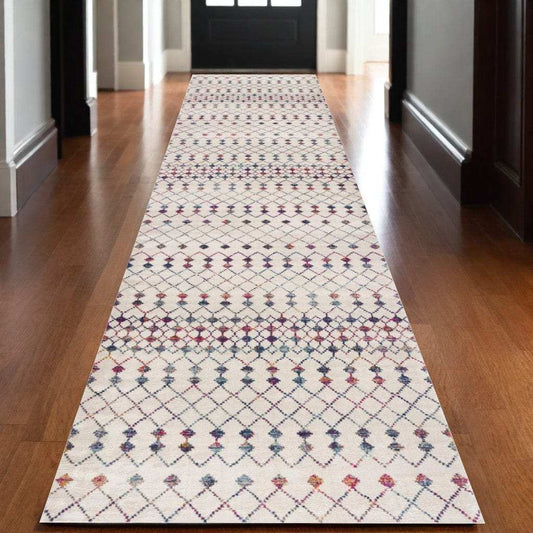 10' Cream Ikat Area Rug - Homeroots - Flyclothing LLC