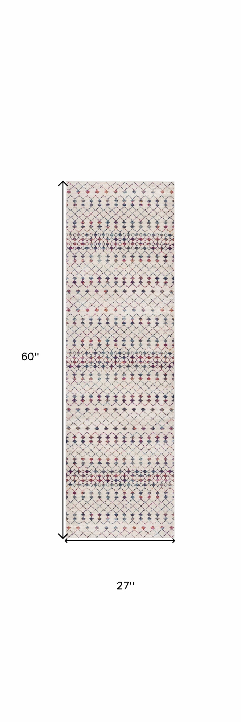 2' X 5' Cream Ikat Area Rug - Homeroots - Flyclothing LLC