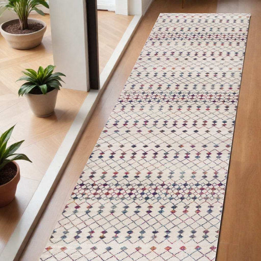 2' X 6' Cream Ikat Area Rug - Homeroots - Flyclothing LLC
